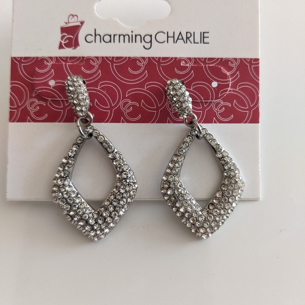 Charming Charlie Tear Drop Silver-tone Dangle Earrings - Picture 2 of 5